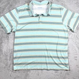 Columbia Mens XL Polo Shirt Blue Green Striped Omni-Wick Short Sleeve Golf